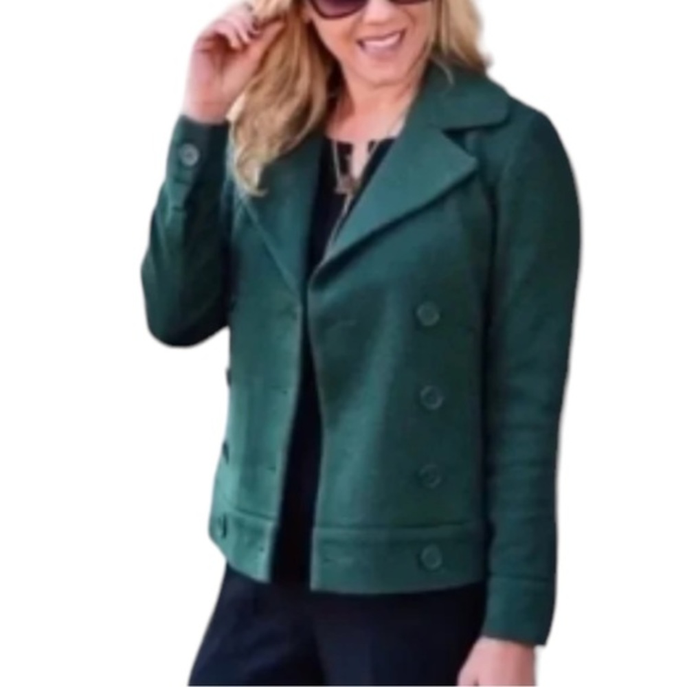 CAbi Love Carol Collection Blazer Peacoat Green Knit Women's Small